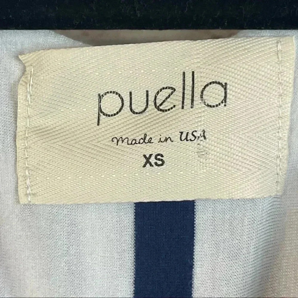 Anthropologie puella XS Navy Blue White Striped Swing Tank Top V Neck Stretch - Picture 3 of 6